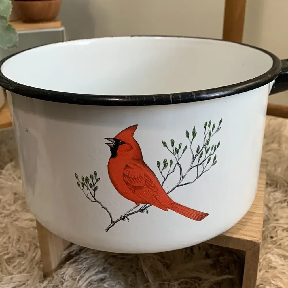Vintage Delano Studios Dela-Ware Hand Colored Bird Pot